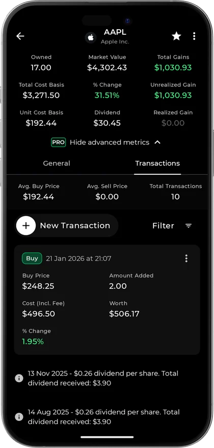 Valora — Transaction insights